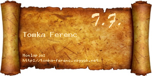 Tomka Ferenc névjegykártya